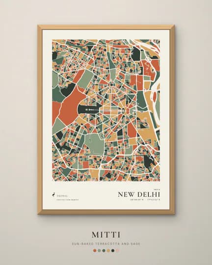New Delhi city map in Mitti