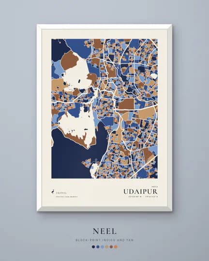 Udaipur city map in Neel